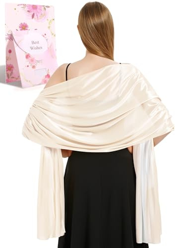 heekpek Schal Damen Leicht Seidensatin Schal Stola Damen Elegant Übergroßer Stola Festlich Umschlagtuch Damen Glitzer Lang Schal für Ganzjährig