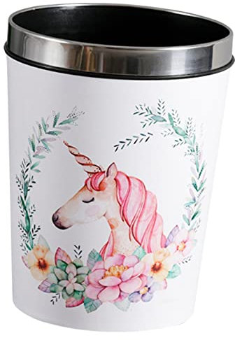 BUGUUYO Poubelle Licorne 12 Litres Plastique Solide Anneau De Pression Garçon Et Filles Chambre Corbeille à Déchets Ménagers Compacte Antidérapante Pour Salon Cuisine