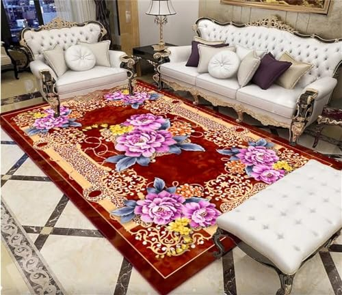 RUGMRZ Couchtisch Webteppich Rotes großes Muster Muster Dekoration Wohnzimmer Mitte Teppich ist pflegeleicht Kinderteppich 120X170CM