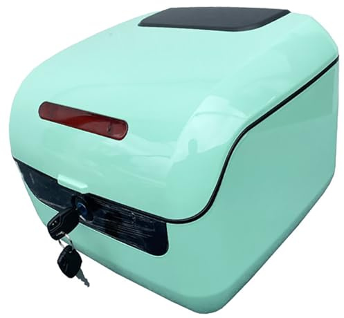 CORGLI Motorrad-Topcase, Motorrad-Tour-Heckbox, Roller, Kofferraum, Helm, Gepäck, oberes Schloss, Aufbewahrung, abschließbarer wasserdichter Träger, Kunststoffgehäuse mit Montagematerial,Green