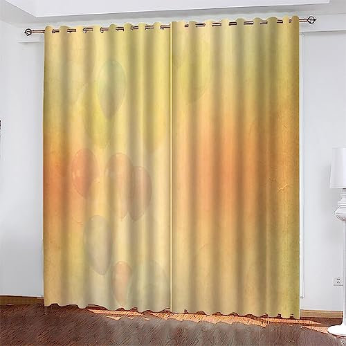 Kinder Verdunkelungsvorhänge Hand Retro-Ballonmuster 3D Polyester Ösen Vorhang, Für Wohnzimmer Schlafzimmer Blickdicht Schallschutzvorhänge 2Er Set 300 B X 280 H Cm - Bedruckte Verdunkelungsv-8F3L3R5O