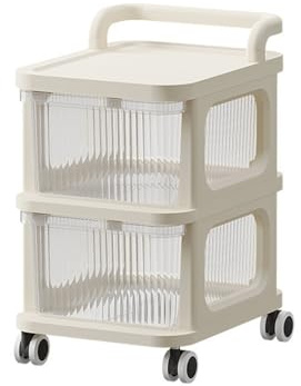 2/3/4/5-Layers Storage Drawers on Wheels Plastic Storage Drawers Bedside Plastic Drawers on Wheels for Shoes/Toys/Snack Organizer Cart for Living Room/Bedroom/Hallway/Office (2 Drawers)