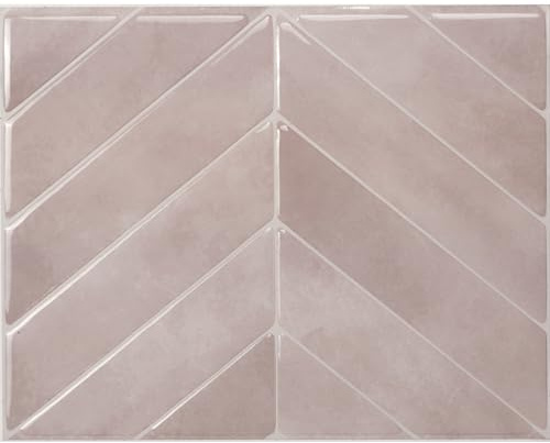 Smart Tiles Klebefliesen, Chevron Altrosa, 29,02x22,86 cm | 5er-Pack (0,33 m²), Glänzend, Hitze-/feuchtebeständig, Emissionsarm A+, Küche/Bad, Ideal für Mieter, Hergestellt in Kanada