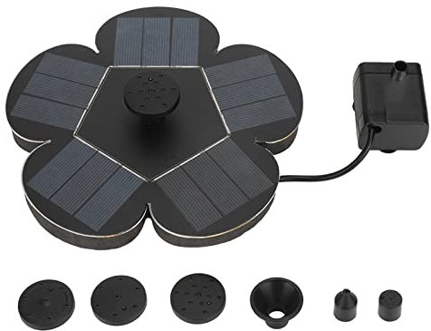 Fuente Solar Al Aire Libre Diseño de Flor de Ciruelo Bomba de Agua Solar de Alta Estabilidad para Baño de Pájaros de Jardín, Plástico Negro 1,4 W Fácil Instalación