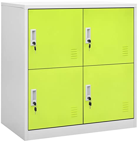 Keyroto Schließfachschrank Wertfachschrank Metallspind Spind Schrank Schließfächer Spind Metall Stahl Hellgrau und Grün 90x45x92,5 cm