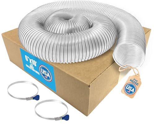 Fulton Ultra-Flex Clear Vue Heavy Duty PVC Dust, Debris and Fume Collection Hose - Made in USA 6 inch PVC Hose w/Clamps - 6 inch diameter by 10 feet long