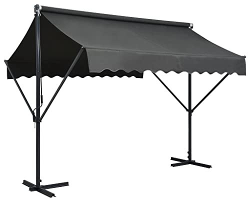 Willood Freistehende Markise Standmarkise Gartenmarkise Sonnenschutz Terrassenüberdachung Freistehend Garten Terrasse Balkon 300x300 cm Anthrazit