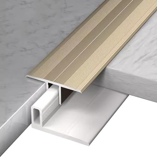 Übergangsprofil Abdeckleisten Flacher Übergang Zwischen Boden und Tür für Dicke Böden Von 12-18mm, Golden Hochbelastbare T-Profilleiste für Bodenkanten mit PVC-Basis(90cm/35.4 inch)
