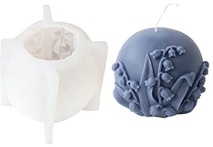 Ldabrye Silikon-Kerzenformen für Kerzenherstellung, Zylinderkugel, Anaglyphe, Epoxid-Silikonform, Kerzenhalter, 3D-Gießform, Kerzenhalter, Konvallaria-Form, Silikonharzform für Seifen