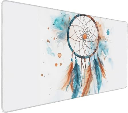 Gaming Mauspad XXL Traumfänger Mousepad 800x400x4mm Feder Verlängertes Mauspad Schreibtischauflage,Genähte Kanten Mauspad,Verbessert Präzision Geschwindigkeit Wasserdicht Geeignet für Büro und Spiele