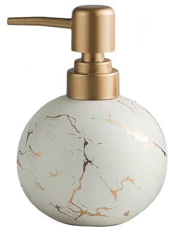 Dowbom Dispenser di sapone in ceramica, dispenser per schiuma a mano, dispenser di sapone in schiuma con pompa, per cucina e barthroom (bianco)