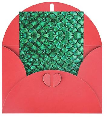 Blanko-Karten und Umschläge, Motiv: grüner Fisch, umweltfreundliche Karten, Umschläge und Schachtel, innen blanko, 5 Stück