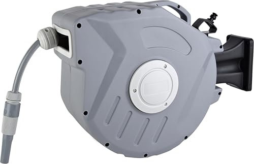 BRICOMED Porta-manguera de pared auto-rebobinable 15m