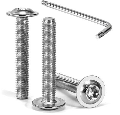 Tunejoy M5 x 30 mm Tornillos de Cabeza Alomada Torx con Brida Tornillo de Cabeza Hexagonal de Acero Inoxidable A2 V2A Tornillos Máquina con T25 Allen Rosca Completa 30 Piezas