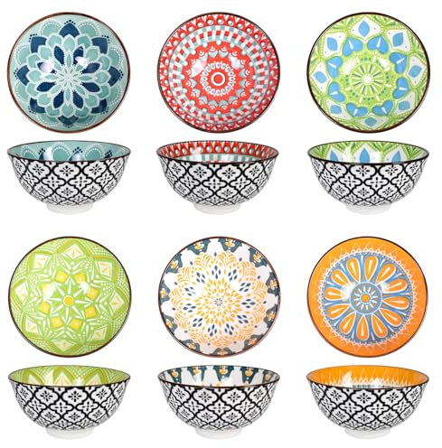 Tazones de Cereale Colores Cuencos de Cerámica, Cuenco Pequeño Cocina Cuencos para Sopas, Cuencos de Postre Tazones para Sopa, Boles Porcelana Bol Postre para Snack Helado Arroz Aperitivo - Bohemio