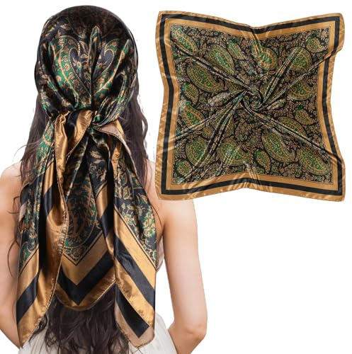 Sibba 35 Panuelo de Saten para Mujer como Bufanda de Seda Bandana Versatil para el Cabello Panuelos Ligeros para la Cabeza Cuello Toallitas Faciales Cubierta de Trapo Ligero Gorro de Dormir Panuelo