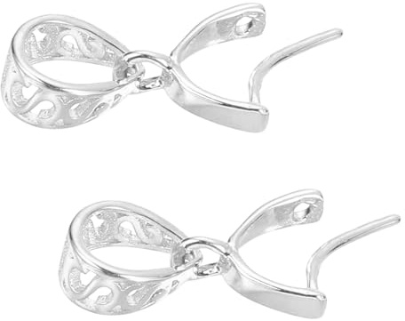 QUARKZMAN 2 Stück 12mm Anhänger Verschluss Anhänger Bail Verbinder Silber | Pinch Clip Bail Verschluss, 925 Sterling Silber, für Schmuckherstellung Zubehör, Armband Halskette, Pinch Bail