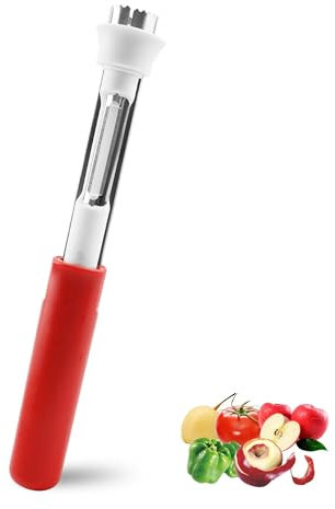 2-in-1 Stainless Steel Apple Corer and Peeler, Peelers for Kitchen, Easy Peelers, Potato Peeler, Vegetable Peeler, Suitable for Peeling for Various Veg and Fruits (Red)