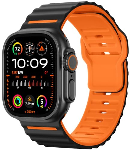 Mastten Sports Straps Compatible with Apple Watch Ultra 2 Strap 49mm 46mm 45mm 44mm 42mm Men - Waterproof Breathable Soft Silicone Band for iWatch Ultra 3 2 1 Series 11 10 9 8 7 SE 6 5 4 3 2 1