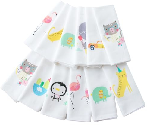 La Closure Kids Cotton Handkerchiefs,Soft White Handkerchieves Cute Hankies for Children Girls Boys