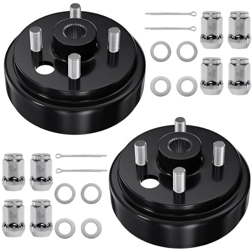 Cartalia Golf Cart Brake Drum Hub Assembly for EZGO TXT PDS 1982-up Electric & 1982-1993 2-Cycle Gas Models, 3/4-Inch Hole 24 Tooth Star Spline Drum with Nuts Replaces OEM# 19186G1P 19186-G1 (2 Pcs)