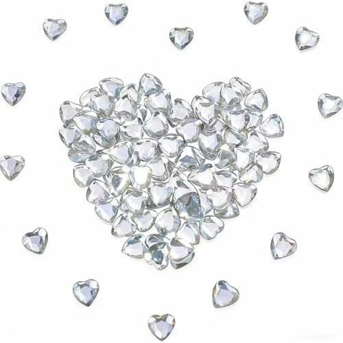 Aupawdy 1000 Stück Funkelnd Herzen Diamantkristalle Acrylic Heart Diamanten 10mm Herz Deko Kristalle Konfetti Diamanten zum DIY Verzieren Dekoration Hochzeit Verlobung,Valentinstag (Transparent)