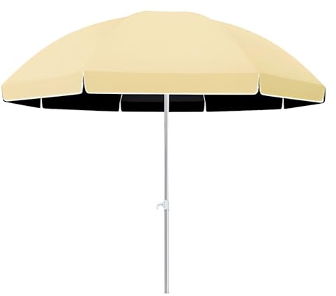 ITTRUH Ombrellone da spiaggia per terrazze, ombrellone da giardino per esterni, ombrellone da mercato, protezione solare UPF50+, protezione solare rotonda per piscina terrazza, 260 cm, beige