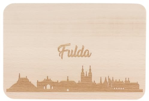 Spruchreif Frühstücksbrettchen Fulda aus Buchenholz | Skyline-Gravur, Geschenk & Souvenir aus Hessen, 22 x 15 x 1 cm, Made in Germany