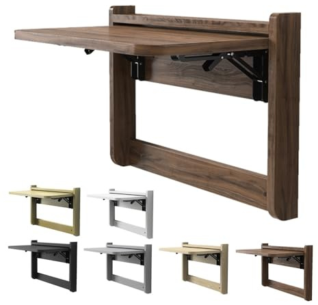 GSKFXJ Tavolo A Muro Richiudibile Salvaspazio Tavolo Da Lavoro Ribalta Galleggiante Invisibile Scaffale A Muro Pieghevole Per Piccoli Spazi(Walnut,53.5 * 37cm/21 * 14.5in)