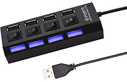 HUB USB 2.0 Hub splitter multi USB Utilizza adattatore di alimentazione Espansione multipla a 4 porte con interruttore for PC portatili Portatile e compatto