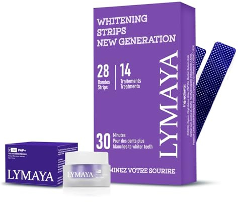 LYMAYA Excellence - Kit Blanchiment Dentaire Premium - Marque Française - Duo Expert : 28 Bandes PAP+ & Poudre de Brillance - Routine Haute Performance Sans Peroxyde - Sécurité Émail & Zéro Sensibilit