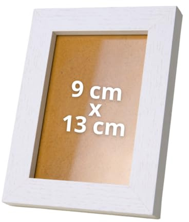 Marco de Fotos de Madera Blanco, 9x13 cm, Acabado Madera, Estilo Minimalista, Vertical y Horizontal, para Mesa o Pared