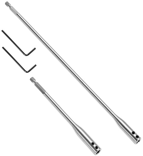 QWORK® 4-Piece 1/4 Inch Hex Shank Drill Bit Extension Set – 150mm & 300mm Extra Long Reach Extenders for Woodworking, Carpentry & DIY – Heavy Duty Spade Bit Extension with Dual Screw Lock