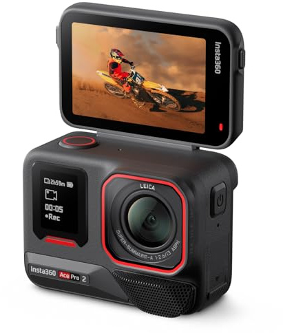 Insta360 Ace Pro 2 Dual Battery, Action Camera 8K impermeabile, sensore da 1/1,3, co-progettata con Leica, schermo flip, doppio chip AI, luce bassa, audio superiore