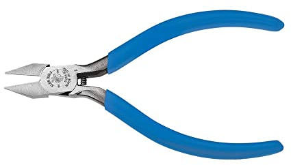Klein Tools D244-5C Pliers, Diagonal Cutting Electronics Pliers with Pointed Nose, Narrow Jaw and Hinge, 5-Inch