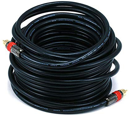 Monoprice RG6 RCA - RG6/U 75ohm, CL2 Rated, Digital Coaxial Audio Cable,for S/PDIF, Digital Coax, Subwoofer & Composite Video, 50 Feet, Black