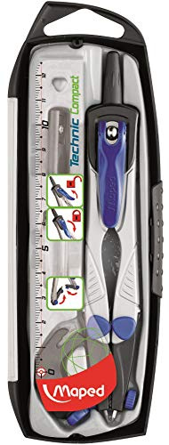 MAPED Compas scolaire Technic Concept 4 pièces 150 mm Bague, Mines, Taille-mines