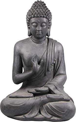 Figur Buddha sitzend mt Handgeste - für Haus und Garten - Höhe 73 cm - schwarz
