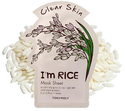 TONYMOLY Radiance Glow Rice Mask Sheet I'm Line Rice Extract for Brightening & Hydration 21g 1 Sheet