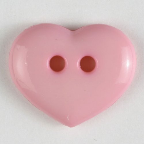 6 Stück: Herzknopf - Größe: 15mm - Farbe: pink