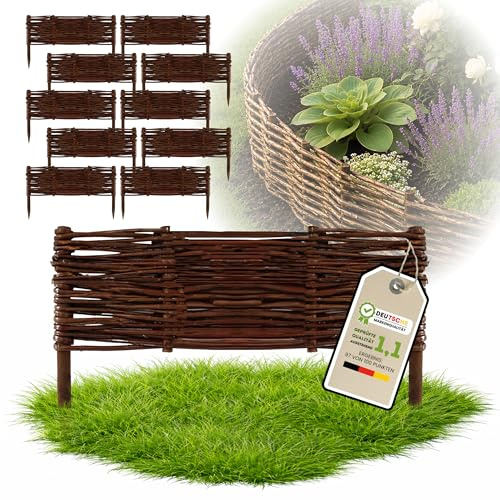Floranica Staket av vide Rabattkant till trädgård gräsmatta Trä Stolpe Alträ Gräskant 10 stycken höjd: 20cm längd: 50cm