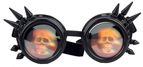shoperama Steampunk Goggles mit Spikes Totenkopf Brille Burning Man Dornen Schweißerbrille Rave