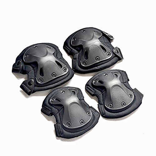 Ever Fairy Ginocchiere e gomitiere Combattimento tattico Militare, Imbottitura con scocca a X Rigida, Protezione Tattica Imbottita per la Sicurezza Durante Lo Sport (Black)