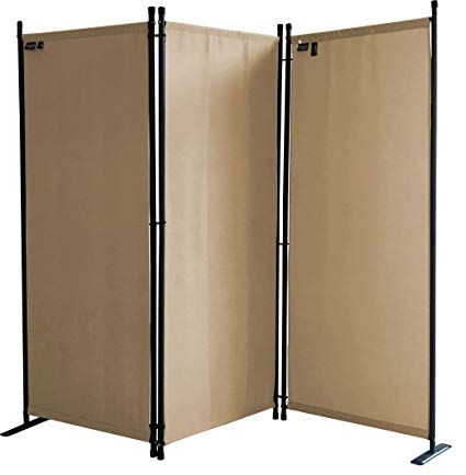 QUICK STAR Skärmvägg 3-delad 170 x 165 cm Beige | Trädgård Utomhus Väderbeständig | Balkong Insynsskydd Fällbar | Tyg Rumsavdelare | Avdelningsvägg Inomhus | Paravent Skiljevägg