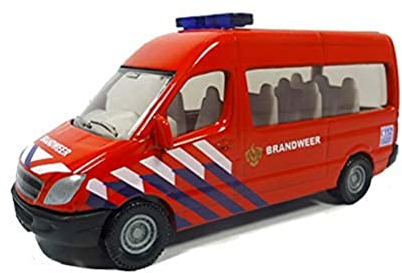 siku 0808003, Feuerwehr-Transporter Niederlande, Metall/Kunststoff, Rot, Anhängerkupplung, Spielzeugauto für Kinder