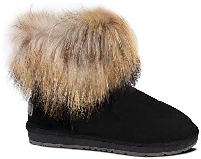 Cloud Nine Sheepskin Women’s Rocco Cozy Boot with Double-Faced Sheepskin and Fluffy Trim, Black - 10