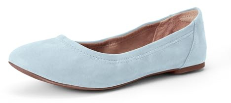 Amazon Essentials Women's Belice Ballet Flat, Light Blue, 6 UK Wide