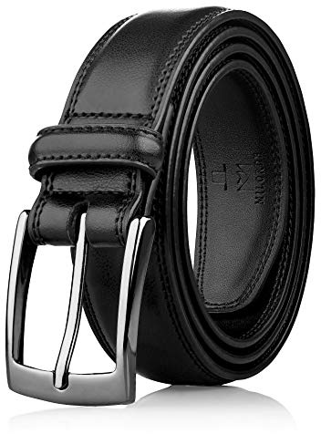 MILORDE Men's Genuine Leather Dress Belt, Handmade, 100% Cow Leather(38 (waist 36) Whole Black)