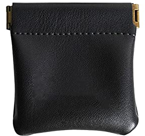 Aabellay PU Leder Münzbörse Mini Geldbörse Klein Geldbeutel Leder Schlüsseltasche Münzetui Schachtelbörse Portemonnaie Minimalistisch Münzbeutel für Damen und Herren – Schwarz
