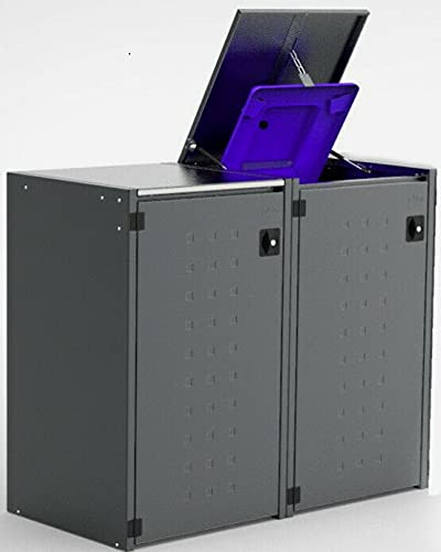 Mülltonnenbox 2x240L mit Kippdach aus Aluminium RAL-7016 Anthrazit, Mülltonnenhaus